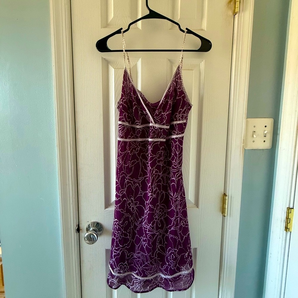 Avon Chemise Nightie Stretch Night Gown Burgundy Floral Lingerie size Large